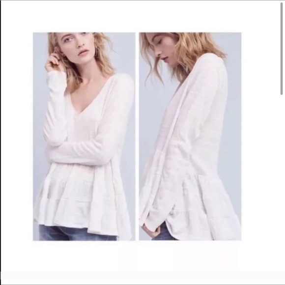 Anthropologie Deletta Thea Ruffled Peplum Top - Picture 1 of 4
